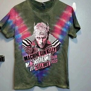 2022 MGK machine gun kelly main stream tour sellout green tie dye short sleeve S